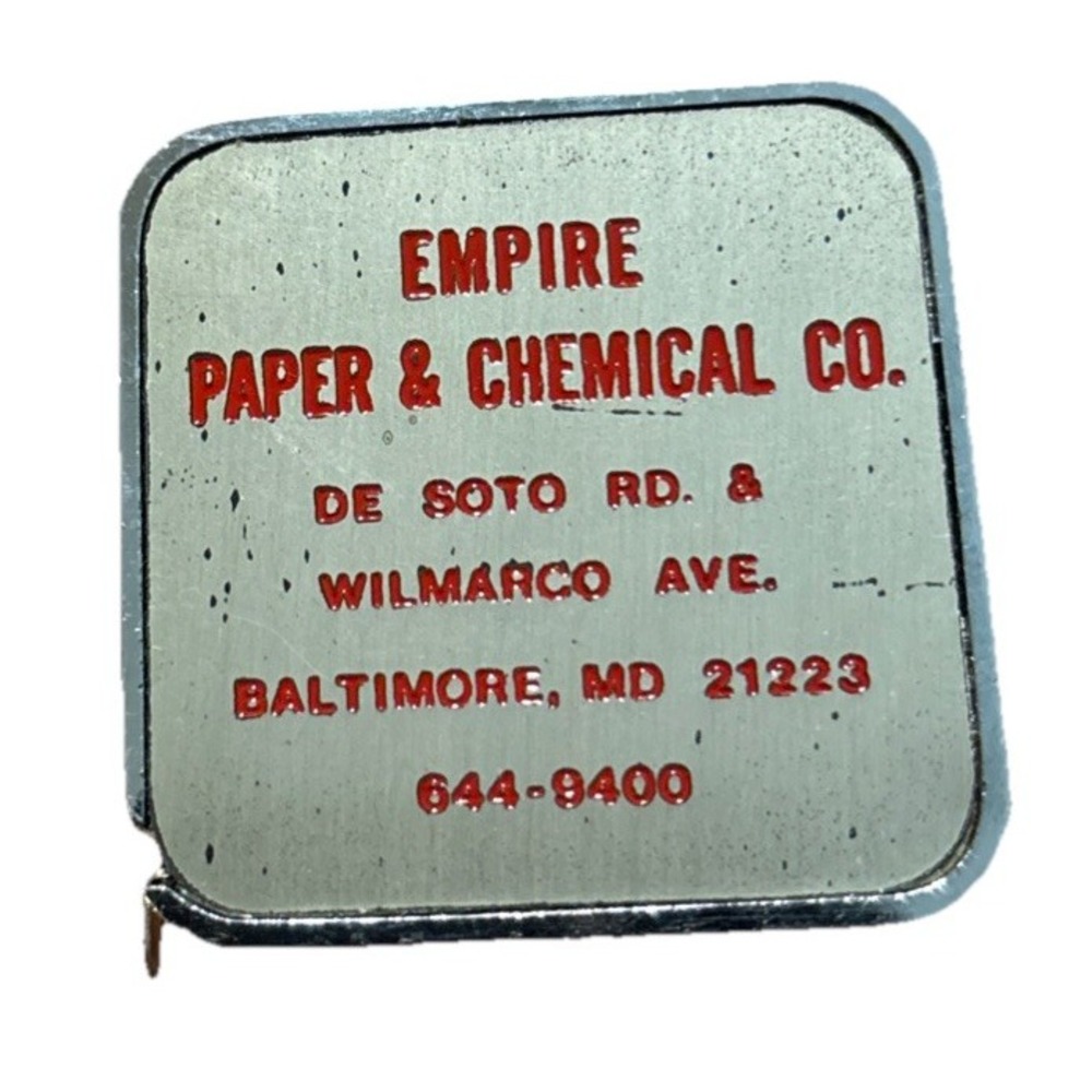 Empire Paper & Chemical Co Advertising Metal Tape Measure 1-1/4" In Box Barlow